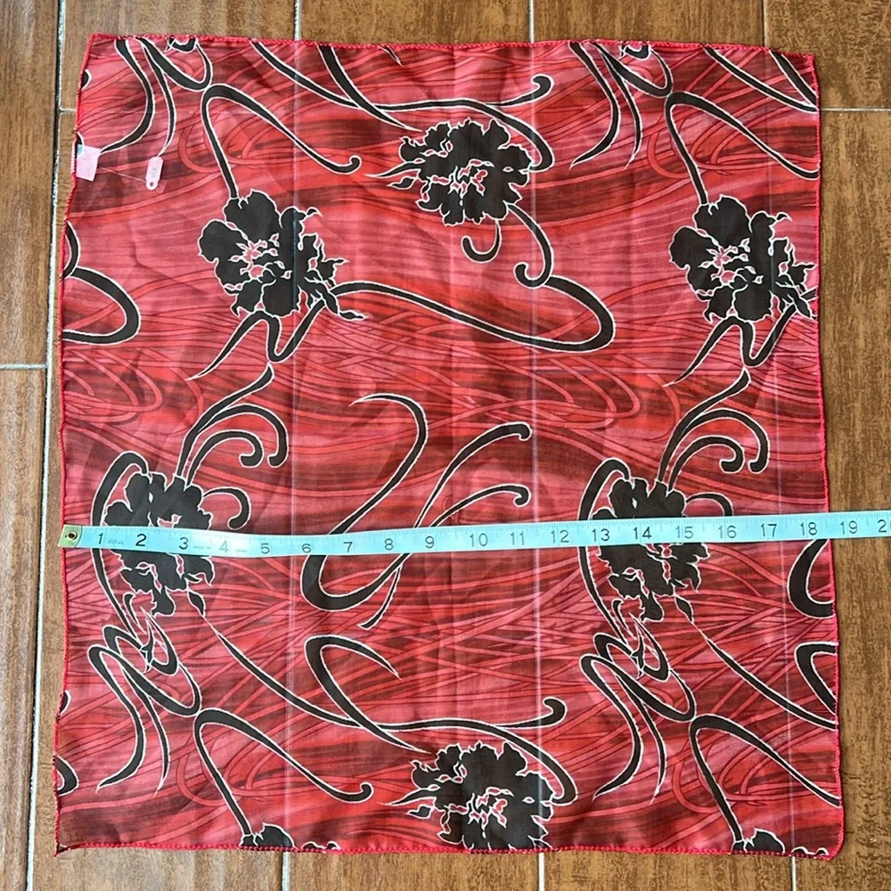 Red and Black Floral Scarf